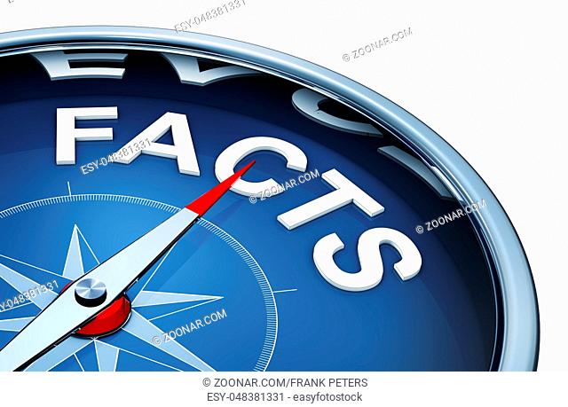 3D rendering of an compass with the word facts
