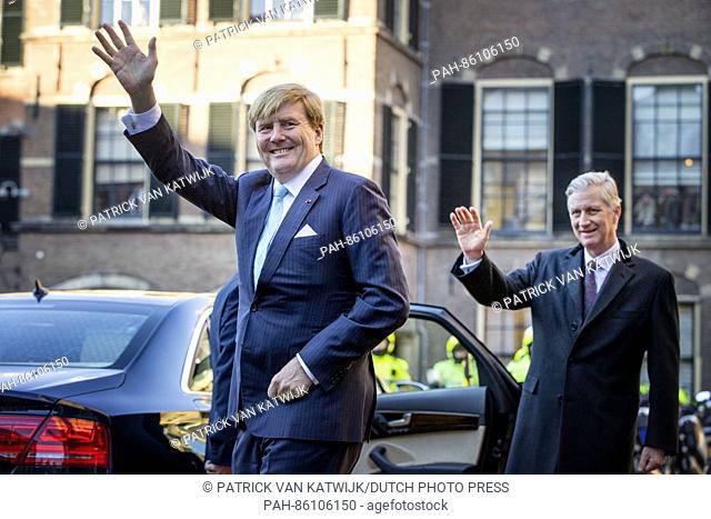 King Philippe and Queen Mathilde of Belgium and King Willem-Alexander and Queen Maxima of The Netherlands attend a lunch hosted by the Dutch government at the...