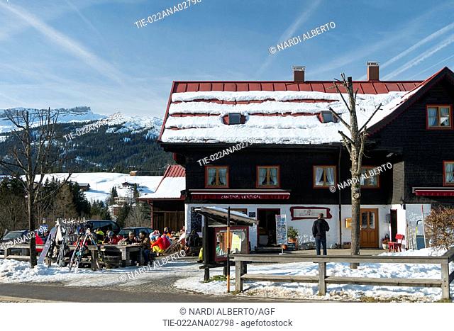 Austria, Kleinwalsertal (little Walser valley), Allgau Alps, Riezlern alpine village, bar, restaurant Cantina Vertical