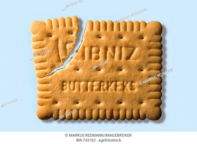 A Leibniz brand biscuit with one corner broken off