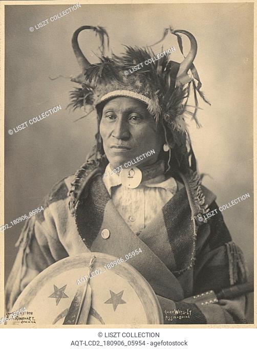 Chief Wets-It, Assiniboines; Adolph F. Muhr (American, died 1913), Frank A. Rinehart (American, 1861 - 1928); 1898; Platinum print; 23.7 x 18