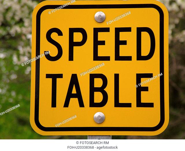 road sign, Speed Table sign, speed bump, warning sign