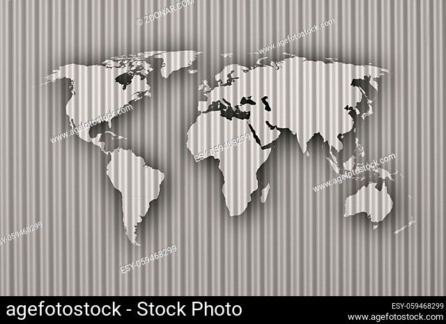 Weltkarte auf Wellblech - Map of the world on corrugated iron