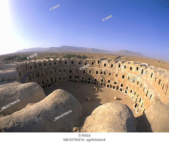 Libya, Jebel Nafusa, 'Qasr al-Hadj',  Storage castle, from above  Africa, North Africa, Djebel Nefusa, castle, 'Qasr al-Haj',  Construction