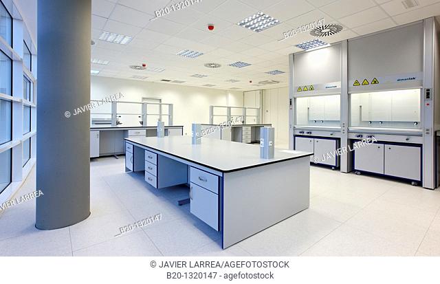 Furniture of a chemistry laboratory, biomedicine, San Sebastian, Donostia, Gipuzkoa, Euskadi, Spain