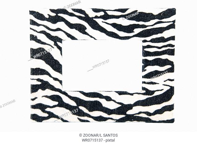 zebra fabric cloth photo-frame isolated on white background