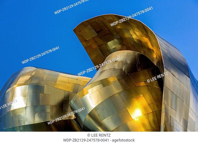 The EMP Museum stands in all its creative glory in the Seattle Center, home to the 1962 Seattle World's Fair; designed by Frank O