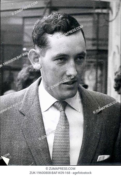 Aug. 08, 1960 - Five men charged with conspiring to drug Horses. Sir Gordon Richards stable lads give evidence: Five men were accused at Newbury court yesterday...