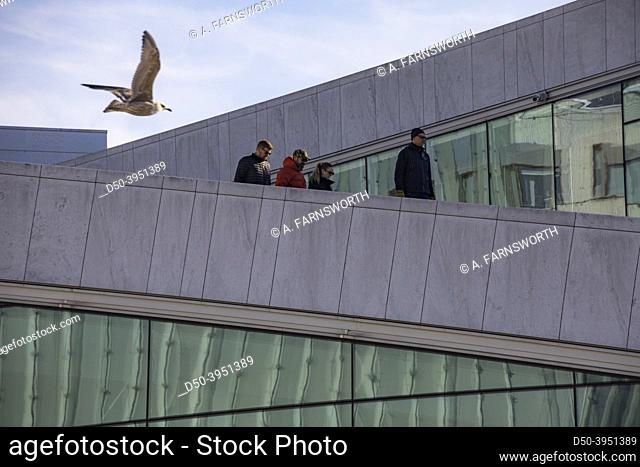 Oslo, Norway People walking on the roof of the Oslo Opera House