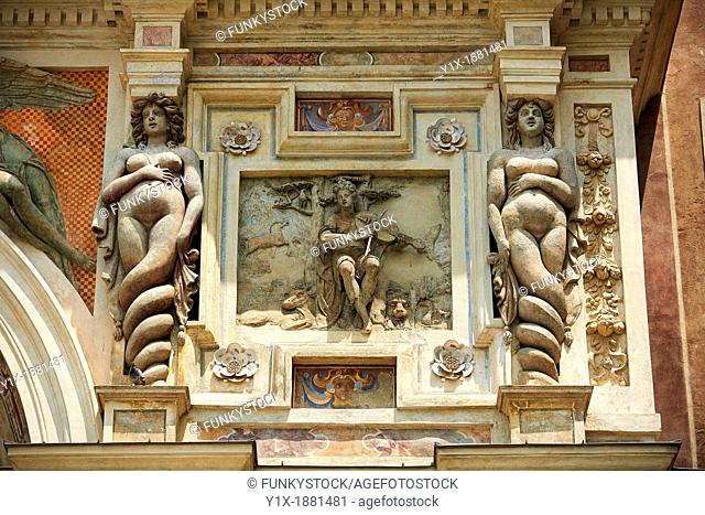 The Organ fountain, 1566, housing organ pipies driven by air from the fountains  Villa d'Este, Tivoli, Italy - Unesco World Heritage Site