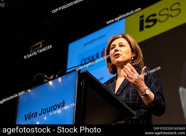 European Commissioner Vera Jourova speaks during the 24th ISSS conference on digitisation of public administration, on May 16, 2022, in Hradec Kralove