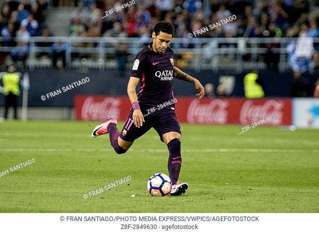 Neymar Jr. La Liga Santander match day 31 game between Malaga CF and FCBarcelona played in La Rosaleda Stadium, Malaga, Spain