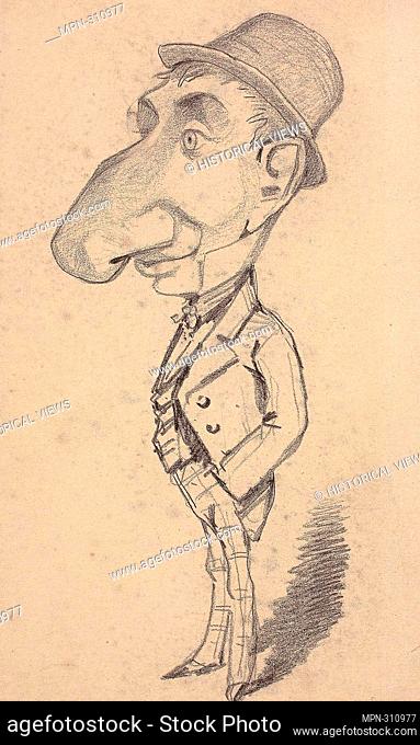 -Claude Monet. Caricature of a Man with a Large Nose - 1855/56 - Claude Monet French, 1840-1926. Graphite on greenish-gray wove paper. 1855'1856