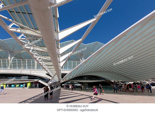 ENTRANCE TO THE GARE DO ORIENTE TRAIN STATION, PARK OF THE NATIONS, LISBON, PORTUGAL