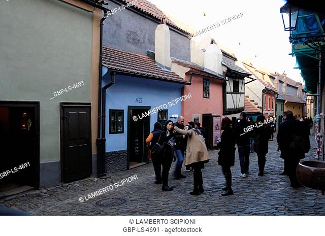 People, tourists, Golden Lane, 2014, Praga, Czech Republic