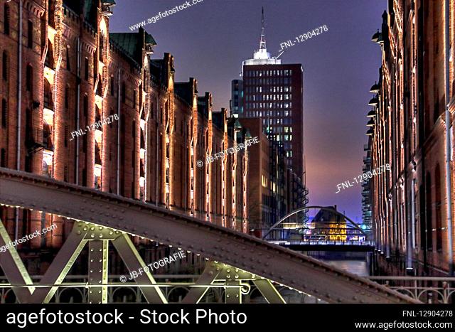 Speicherstadt and Hanseatic Center, Hamburg, Germany, Europe