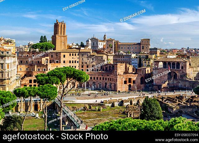 Trajan's Market is a large complex of ruins in the city of Rome, Italy
