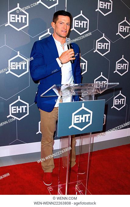 Fomer NFL player Sidney Rice and NY Giants player Steve Weatherford attend the EHT press conference at The Chelsea Stratus Featuring: Steve Weatherford Where:...