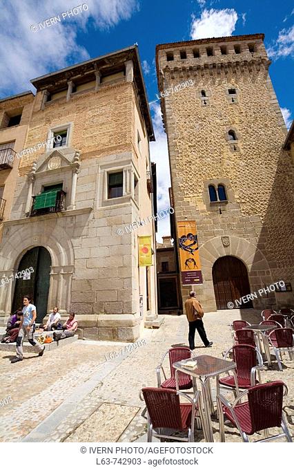 Torreon de Lozoya (15th century tower) in Plaza de San Martin, Segovia. Castilla-Leon, Spain