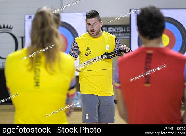 Belgian archer Ben Adriaensen pictured during a training camp organized by the BOIC-COIB Belgian Olympic Committee in Belek Turkey, Thursday 17 November 2022