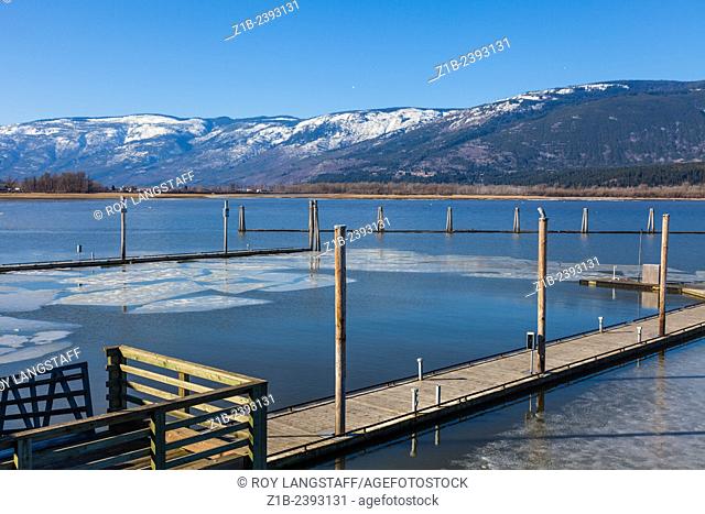 Last of winter ice on Shuswap Lake in Salmon Arm, British Columbia, Canada