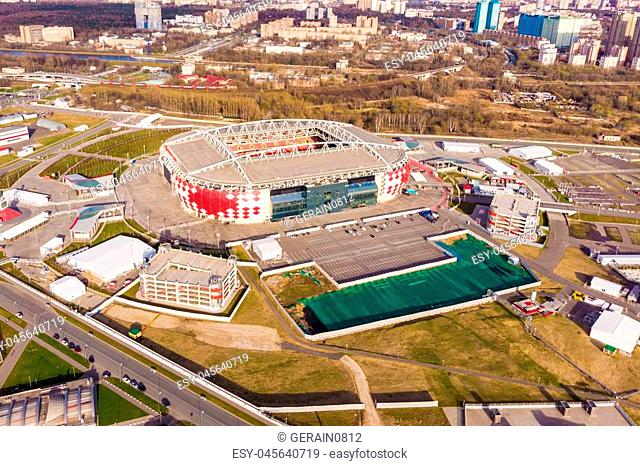 Moscow, Russia View of Otkrytie Arena Stadium Spartak Stadium in Moscow high angle view