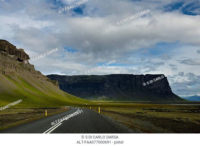 Iceland, road running along cliffs