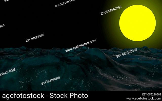 Abstract background with dark ocean waves. 3d rendering