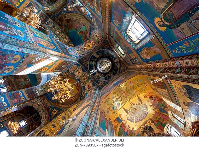 SAINT PETERSBURG, RUSSIA - AUGUST 9, 2014: Interior of the Church of the Savior on Spilled Blood