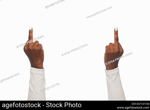 hands of african woman showing middle fingers