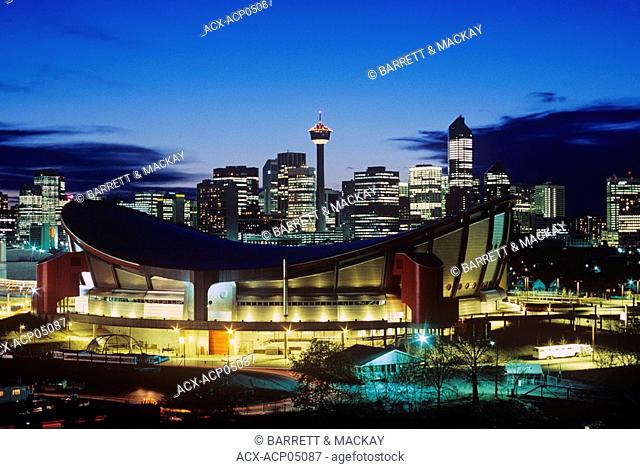 Saddledome at dusk Calgary, Alberta, Canada