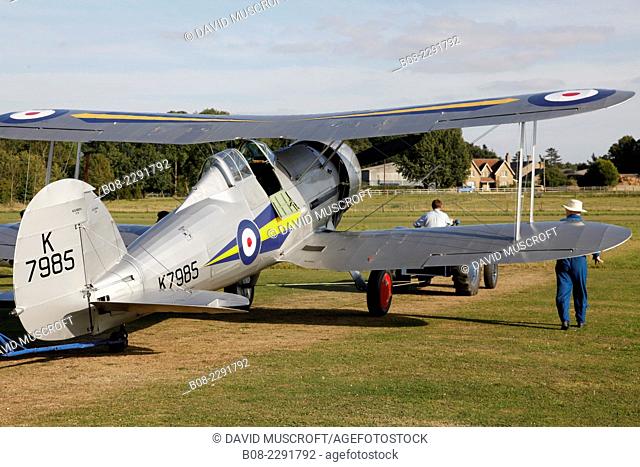 1930's RAF Gloster Gladiator fighter aircraft at a Shuttleworth Collection air display at Old Warden airfield, Bedfordshire , UK