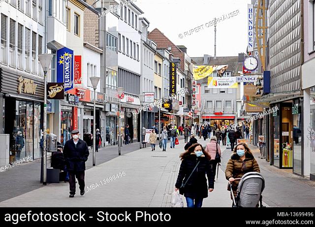 Düren, North Rhine-Westphalia, Germany - Düren city center in times of the corona crisis during the second lockdown, most shops are closed