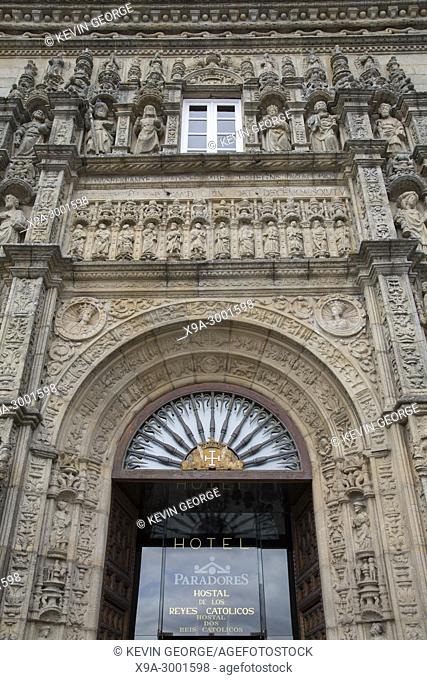 Facade of Parador Hotel, Santiago de Compostela, Galicia, Spain
