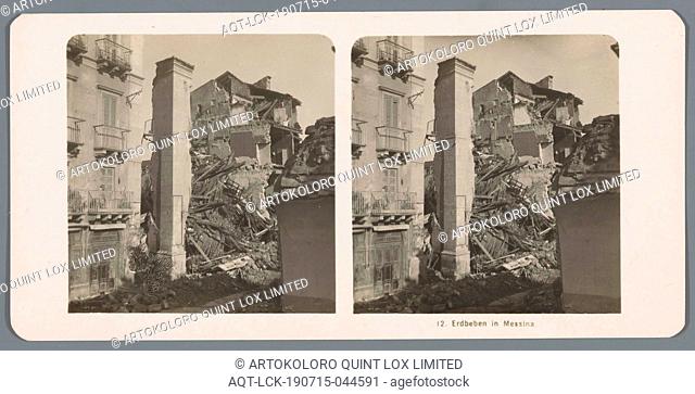 Buildings destroyed by an earthquake in Messina, Erdbeben in Messina (title on object), ruins of a building, architecture, Messina