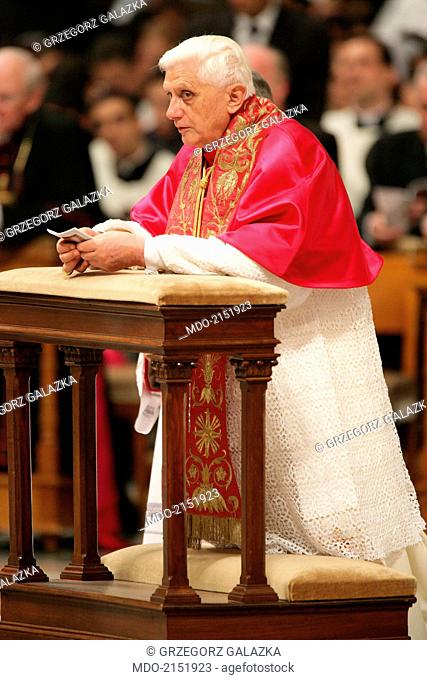 The pope Benedict XVI (Joseph Aloisius Ratzinger) during the Holy Mass for 11th General Ordinary Assembly of Synod of the Bishops. Vatican City. 2005