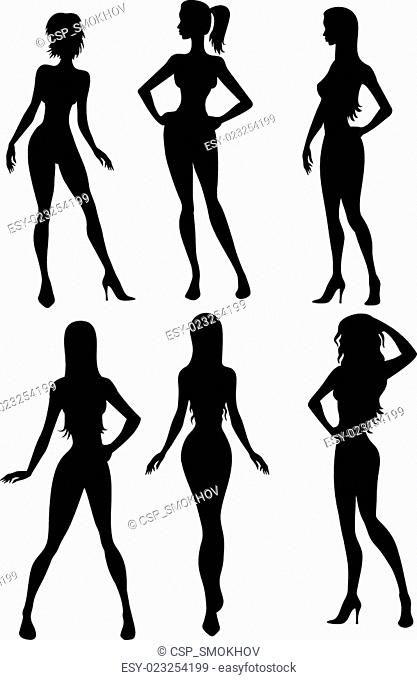 Six girls silhouette