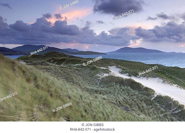 The North coast viewed from the dunes at Luskentyre, Isle of Harris, Outer Hebrides, Scotland, United Kingdom, Europe