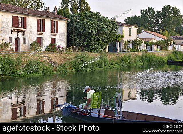 canal of Poitevin Marsh at Coulon, Deux-Sèvres department, Nouvelle-Aquitaine region, France, Europe
