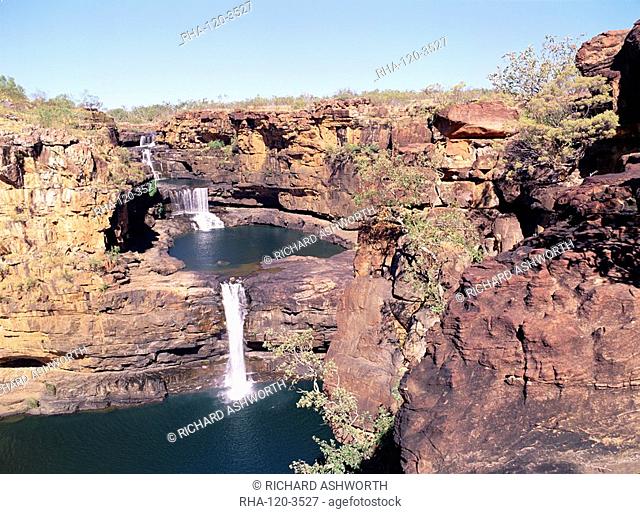 Complete view of all four stages of the Mitchell Falls, Kimberley, Western Australia, Australia, Pacific