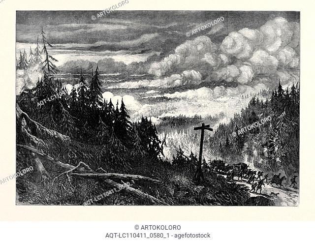 THE GREAT FOREST FIRES IN AMERICA: VIEW NEAR FOX RIVER, 1871