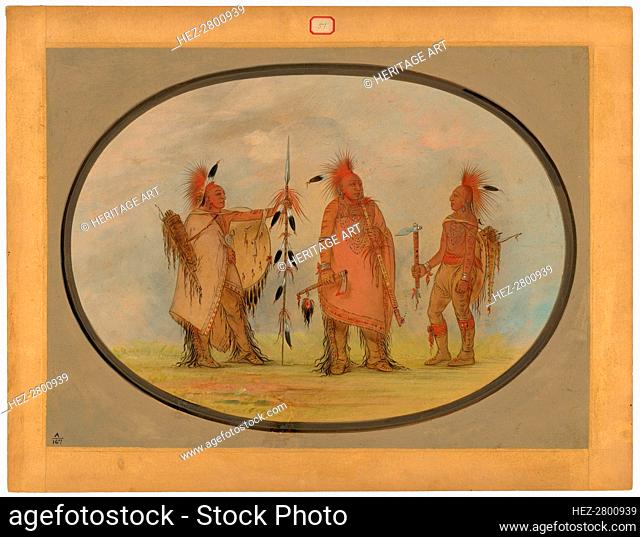 Osage Chief with Two Warriors, 1861/1869. Creator: George Catlin