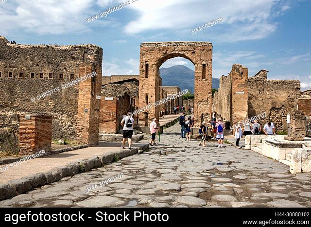 Stadt Pompei, die 79 n. Chr. unter der Asche des Vulkans Vesuv begraben wurde