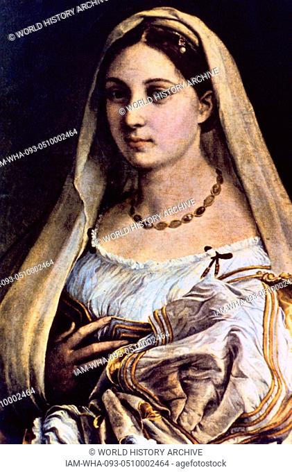 La Donna Velata (c. 1516). By Raffaello Sanzio da Urbino (1483-1520), known as Raphael, an Italian painter and architect of the High Renaissance