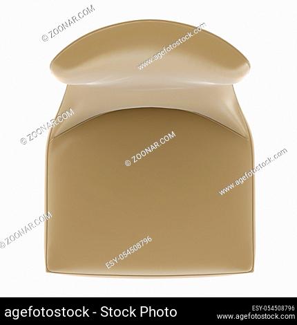 Leather armchair on a white background. Top view. 3d rendering