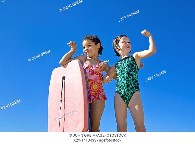Girl friends hamming it up at the beach, Paines Beach, Cape Cod MA