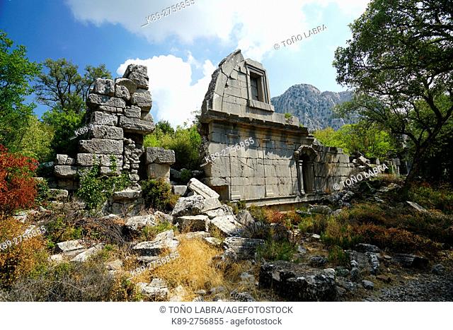 Gymnasium of Termessos. The unexcavated Pisidian city. Ancient Greece. Asia Minor. Turkey