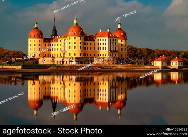 Moritzburg Castle, moated castle and hunting lodge, near Dresden, Saxony, Germany, Europe