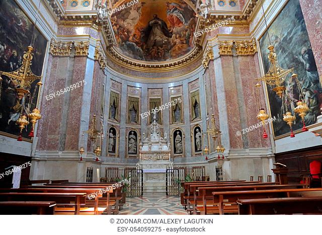BOLOGNA, ITALY - JULY 20, 2018: Interior of the Basilica of San Domenico. Built in the 13th century