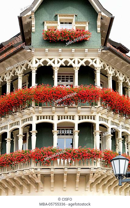 Germany, Baden-Württemberg, Black Forest, St. Blasien, detail, house facade with floral decoration